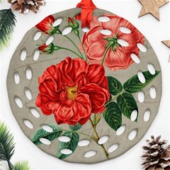 Flower Floral Background Red Rose Ornament (round Filigree) by Nexatart