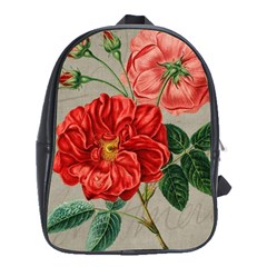 Flower Floral Background Red Rose School Bag (xl) by Nexatart