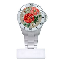 Flower Floral Background Red Rose Plastic Nurses Watch by Nexatart