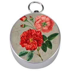 Flower Floral Background Red Rose Silver Compasses by Nexatart