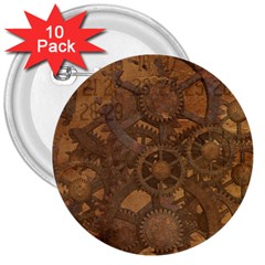 Background Steampunk Gears Grunge 3  Buttons (10 Pack)  by Nexatart