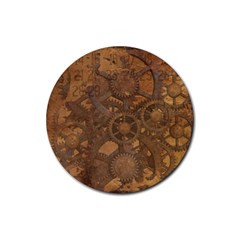 Background Steampunk Gears Grunge Rubber Coaster (round)  by Nexatart