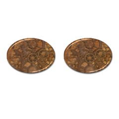 Background Steampunk Gears Grunge Cufflinks (oval) by Nexatart