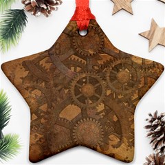 Background Steampunk Gears Grunge Star Ornament (two Sides) by Nexatart