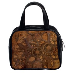 Background Steampunk Gears Grunge Classic Handbags (2 Sides) by Nexatart