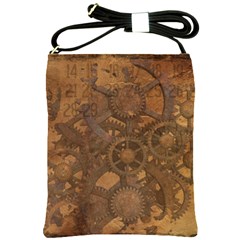 Background Steampunk Gears Grunge Shoulder Sling Bags by Nexatart