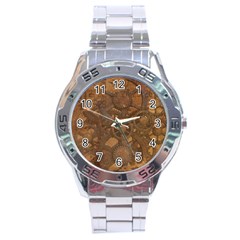 Background Steampunk Gears Grunge Stainless Steel Analogue Watch by Nexatart