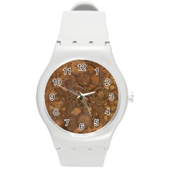 Background Steampunk Gears Grunge Round Plastic Sport Watch (m) by Nexatart