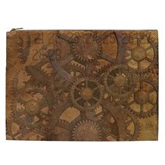 Background Steampunk Gears Grunge Cosmetic Bag (xxl)  by Nexatart