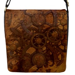 Background Steampunk Gears Grunge Flap Messenger Bag (s) by Nexatart