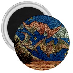 Bats Cubism Mosaic Vintage 3  Magnets by Nexatart