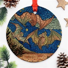 Bats Cubism Mosaic Vintage Ornament (round) by Nexatart