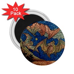 Bats Cubism Mosaic Vintage 2 25  Magnets (10 Pack)  by Nexatart