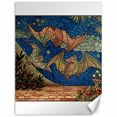 Bats Cubism Mosaic Vintage Canvas 12  X 16   by Nexatart