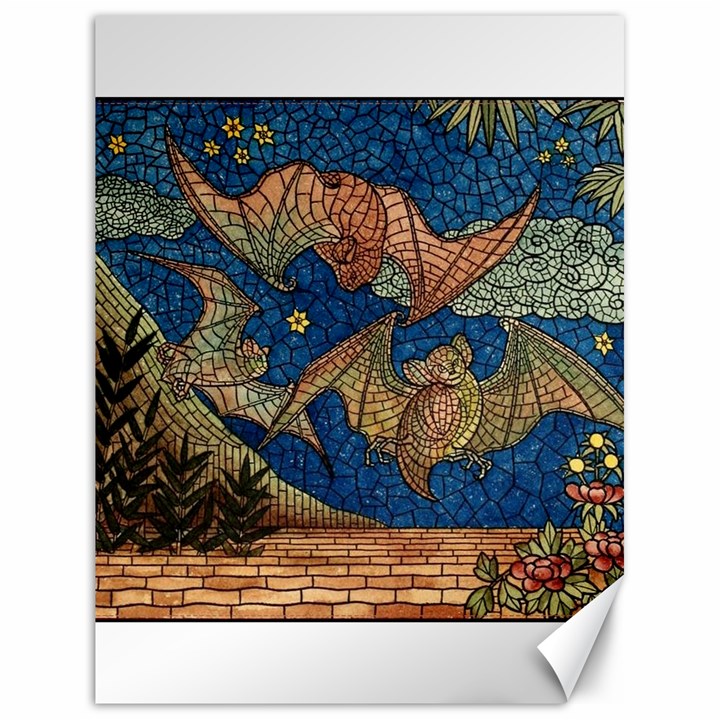 Bats Cubism Mosaic Vintage Canvas 18  x 24  