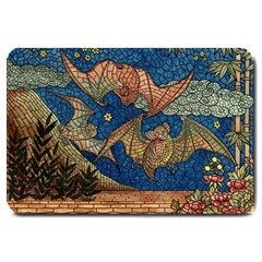 Bats Cubism Mosaic Vintage Large Doormat  by Nexatart