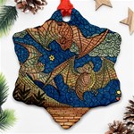 Bats Cubism Mosaic Vintage Snowflake Ornament (Two Sides) Front