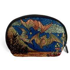 Bats Cubism Mosaic Vintage Accessory Pouches (large)  by Nexatart