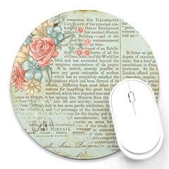 Vintage Floral Background Paper Round Mousepads by Nexatart