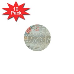 Vintage Floral Background Paper 1  Mini Buttons (10 Pack)  by Nexatart