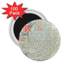 Vintage Floral Background Paper 2 25  Magnets (100 Pack)  by Nexatart