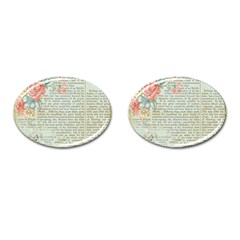 Vintage Floral Background Paper Cufflinks (oval) by Nexatart