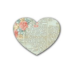 Vintage Floral Background Paper Heart Coaster (4 Pack) 