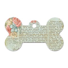 Vintage Floral Background Paper Dog Tag Bone (two Sides) by Nexatart