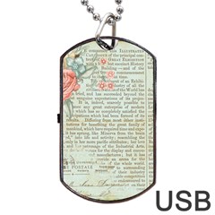 Vintage Floral Background Paper Dog Tag Usb Flash (two Sides) by Nexatart