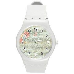 Vintage Floral Background Paper Round Plastic Sport Watch (m) by Nexatart