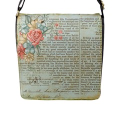 Vintage Floral Background Paper Flap Messenger Bag (l)  by Nexatart