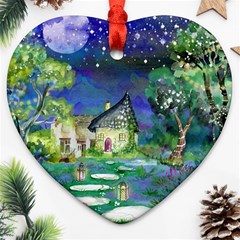 Background Fairy Tale Watercolor Ornament (Heart)