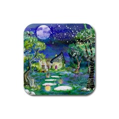 Background Fairy Tale Watercolor Rubber Square Coaster (4 pack) 