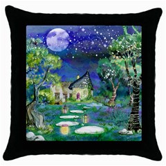 Background Fairy Tale Watercolor Throw Pillow Case (Black)