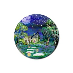 Background Fairy Tale Watercolor Rubber Round Coaster (4 pack) 