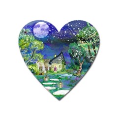 Background Fairy Tale Watercolor Heart Magnet