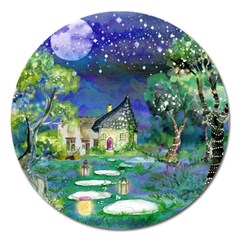 Background Fairy Tale Watercolor Magnet 5  (Round)