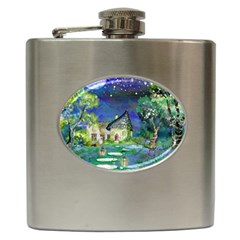 Background Fairy Tale Watercolor Hip Flask (6 oz)