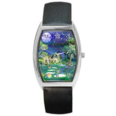 Background Fairy Tale Watercolor Barrel Style Metal Watch