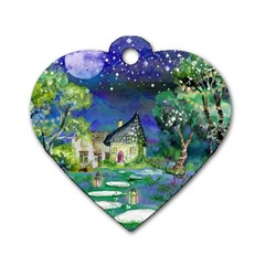 Background Fairy Tale Watercolor Dog Tag Heart (two Sides) by Nexatart