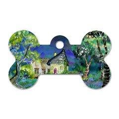 Background Fairy Tale Watercolor Dog Tag Bone (One Side)