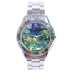 Background Fairy Tale Watercolor Stainless Steel Analogue Watch