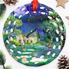 Background Fairy Tale Watercolor Round Filigree Ornament (two Sides) by Nexatart