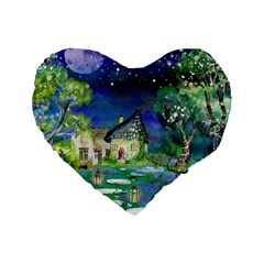 Background Fairy Tale Watercolor Standard 16  Premium Heart Shape Cushions by Nexatart