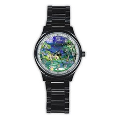 Background Fairy Tale Watercolor Stainless Steel Round Watch