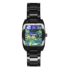 Background Fairy Tale Watercolor Stainless Steel Barrel Watch