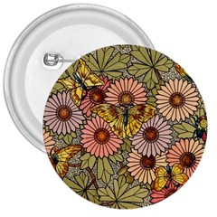 Flower Butterfly Cubism Mosaic 3  Buttons by Nexatart