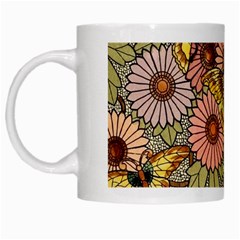 Flower Butterfly Cubism Mosaic White Mugs by Nexatart