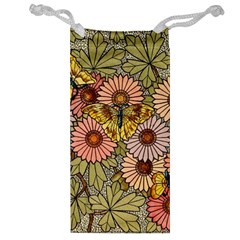 Flower Butterfly Cubism Mosaic Jewelry Bag by Nexatart