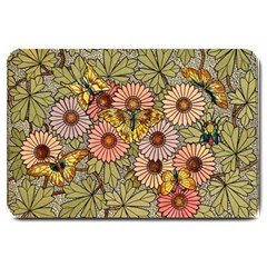 Flower Butterfly Cubism Mosaic Large Doormat  by Nexatart